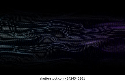 Glowing background with flowing particles. Sparkle particles of wave. Magic background.