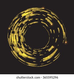 Glowing background with glitter. Shiny vector backdrop. Round frame