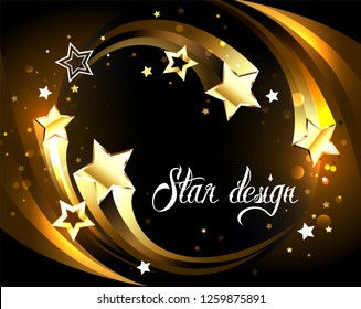 Glowing background with glittering, golden, flying, sparkling comets.