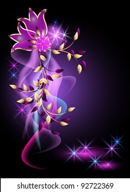 Glowing background with golden ornament