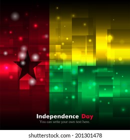 Glowing background. Independence Day. Techno. Abstract.   Flag of Guinea Bissau