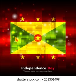 Glowing background. Independence Day. Techno. Abstract.    Flag of Grenada