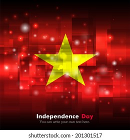 Glowing background. Independence Day. Techno. Abstract.    Flag of Vietnam