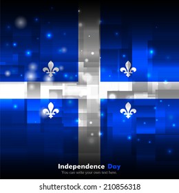 Glowing background. Independence Day. Techno. Abstract. Used as card, greeting, printed materials. Vector. Icon. Image. Illustration.  Quebec flag