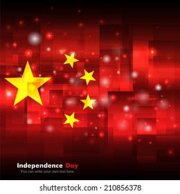 Glowing background. Independence Day. Techno. Abstract. Used as card, greeting, printed materials. Vector. Icon. Image. Illustration.  Flag of China