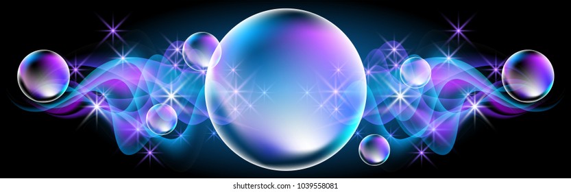  Glowing background with neon bubbles