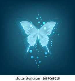 Glowing background with neon butterfly