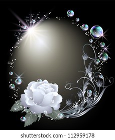 Glowing background with rose, stars and bubbles