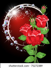 Glowing background with roses and stars