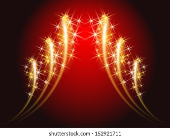 Glowing background with salute and firework