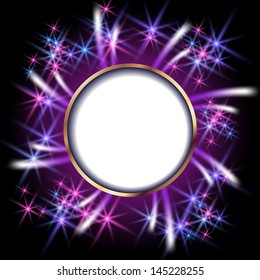 Glowing background with signboard, stars and rays
