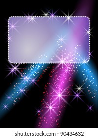 Glowing background with signboard, stars and rays