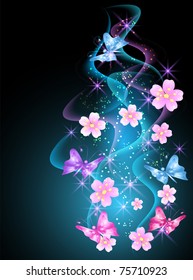 Glowing background with smoke