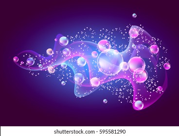 Glowing background with smoke and bubbles