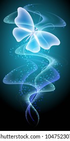 Glowing background with smoke and butterfly