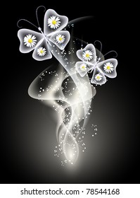 Glowing background with smoke and butterfly