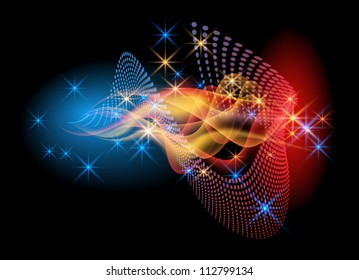 Glowing background with smoke and stars