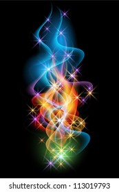 Glowing background with smoke and stars