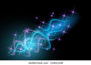 Glowing background with smoke and stars