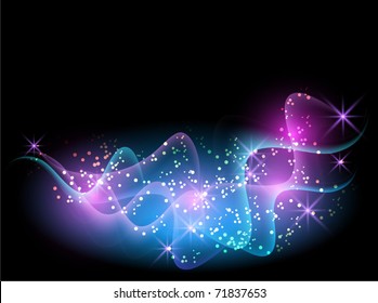 Glowing background with smoke and stars