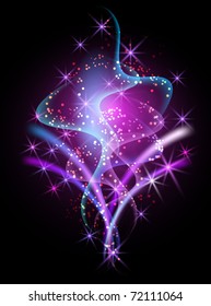 Glowing background with smoke and stars