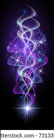 Glowing background with smoke and stars