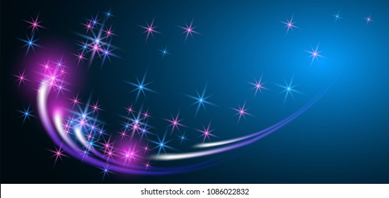 Glowing background with sparkle stars and firework with salute