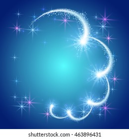 Glowing background with sparkle stars and firework with salute