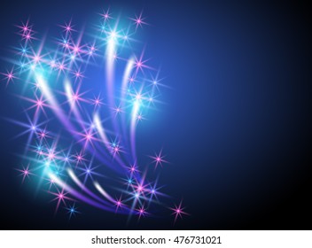 Glowing background with sparkle stars and firework with salute