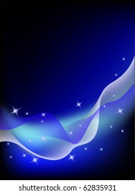 Glowing background with translucent ribbons and stars