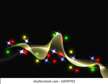 Glowing background with translucent ribbons and stars