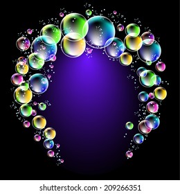 Glowing background with versicoloured bubbles