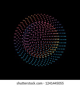Glowing ball of multicolored dots 