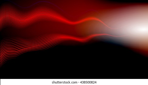 glowing ball and red beams of light, on a dark background