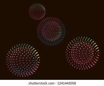 Glowing balls of multicolored dots 