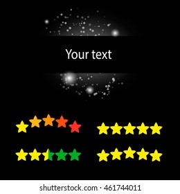 glowing banner and stars on black background. vector illustration