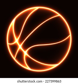 glowing basketball ball. Color of ball can be easily changed by changing background color.