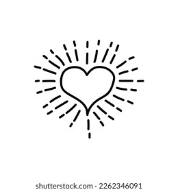 Glowing Beating Hearts Doodles Hand drawn