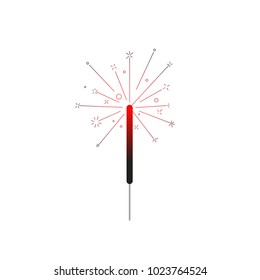 Glowing bengal fire icon, party sparkler. Vector illustration.