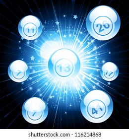 glowing bingo ball background on light burst