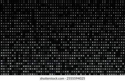 Glowing black disco party pattern background. Colorful rose sequin mosaic texture. Abstract sparkling halftone wallpaper. Glitter pop up comic background. Retro vector design template