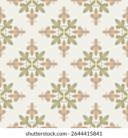 Brilhante Bliss Verão Real Delicado Barroco Desabrochando Design Sem Costura Padrão. Monograma Celadon Ouro Rosa em Fundo Bege. Luxo Damask Fleur de lis Estilo para Roupas Tecido Bordados Tapete