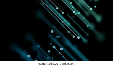 Glowing blue abstract futuristic hi-tech background. Blurred connection circuit lines vector design