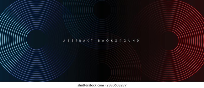 Glowing blue abstract geometric curves on gradient background. Modern banner template design with space for your text. Vector illustration