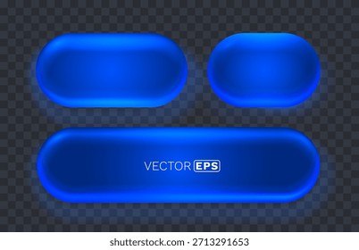 Formas redondeadas abstractas azules brillantes y Anuncio. Elementos de diseño modernos con efecto neón. Ilustración vectorial.