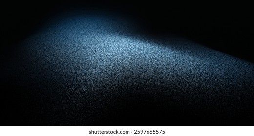 Glowing blue abstract shape, dark grainy black blue background, noise texture futuristic dynamic poster header cover wallpaper banner backdrop design. vector