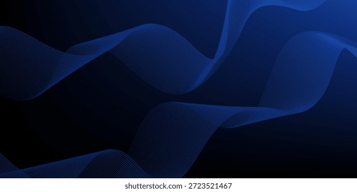 Onda abstracta azul brillante en movimiento oscuro y brillante, luz mágica del espacio. Fondo abstracto tecno