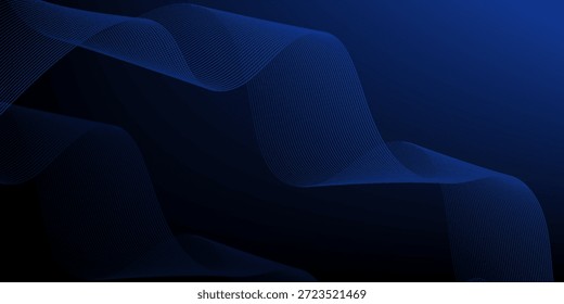 Glowing blue abstract wave on dark, shiny motion, magic space light. Techno abstract background
