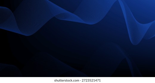 Onda abstracta azul brillante en movimiento oscuro y brillante, luz mágica del espacio. Fondo abstracto tecno