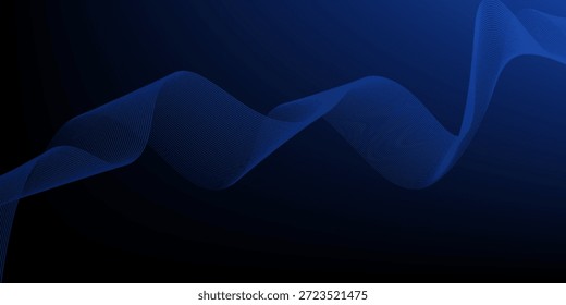 Onda abstracta azul brillante en movimiento oscuro y brillante, luz mágica del espacio. Fondo abstracto tecno